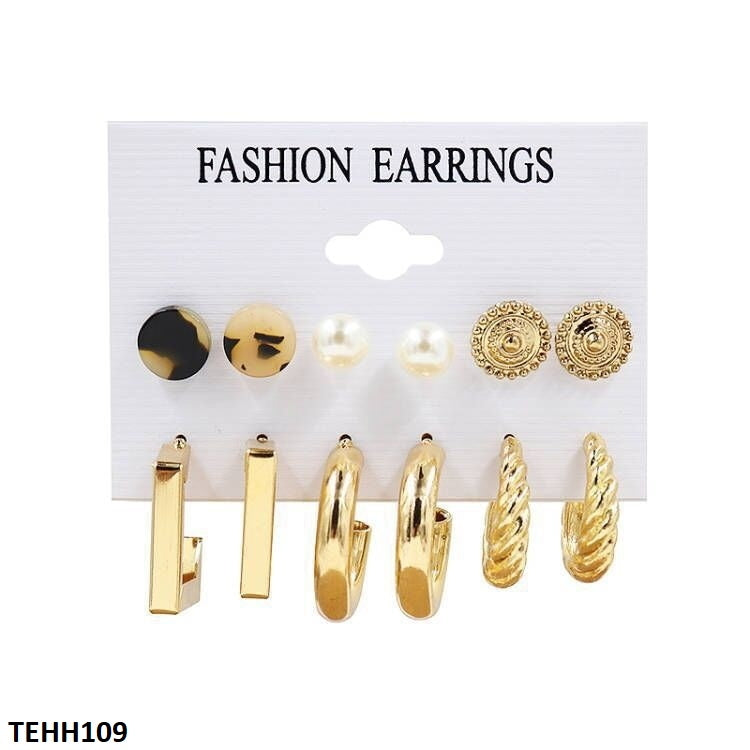 6 Differ Ear Hoops Pair