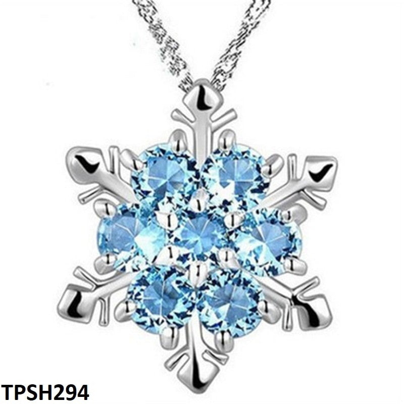 Aqua Flower Star Curb Chain Pendant