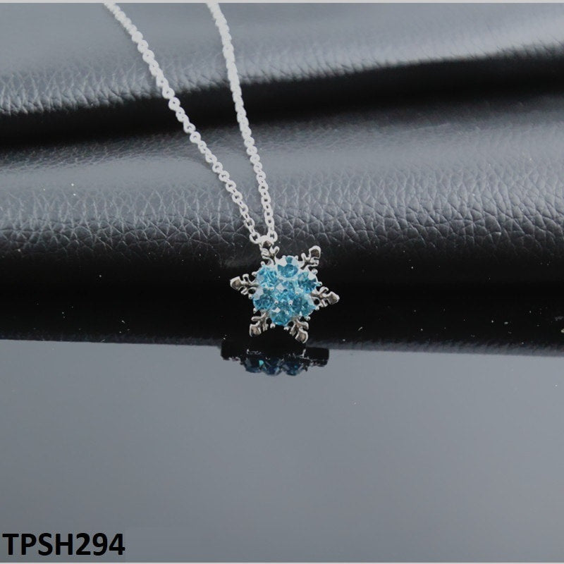 Aqua Flower Star Curb Chain Pendant