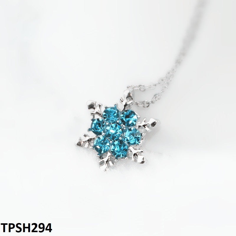 Aqua Flower Star Curb Chain Pendant